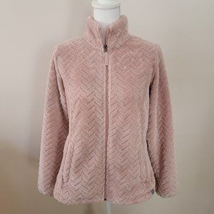 Free Country Women's Pink Chevron Butter Pile Zipper Jacket M